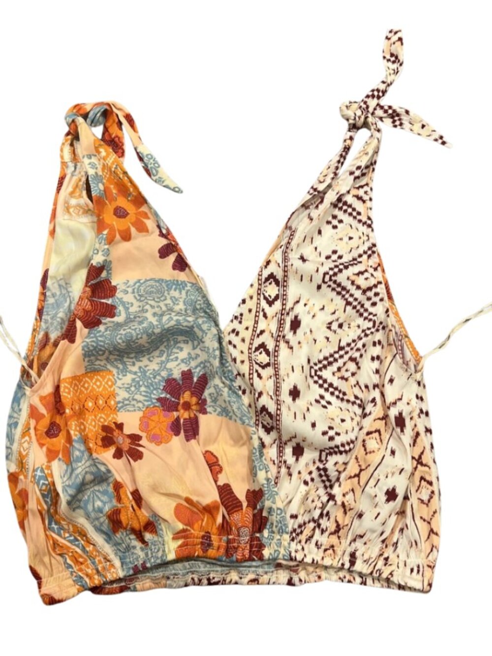 Free People Tied To You Floral Surplice Boho Tank Top – Tropical Combo Sz S - Picture 3 of 6